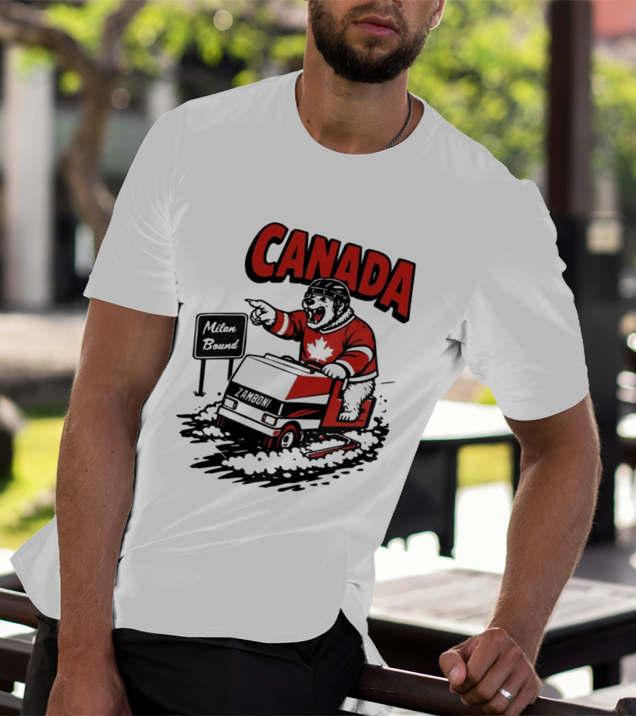 Canada Hockey Polar Bear Zamboni Milan Bound Winter Sports T-Shirt