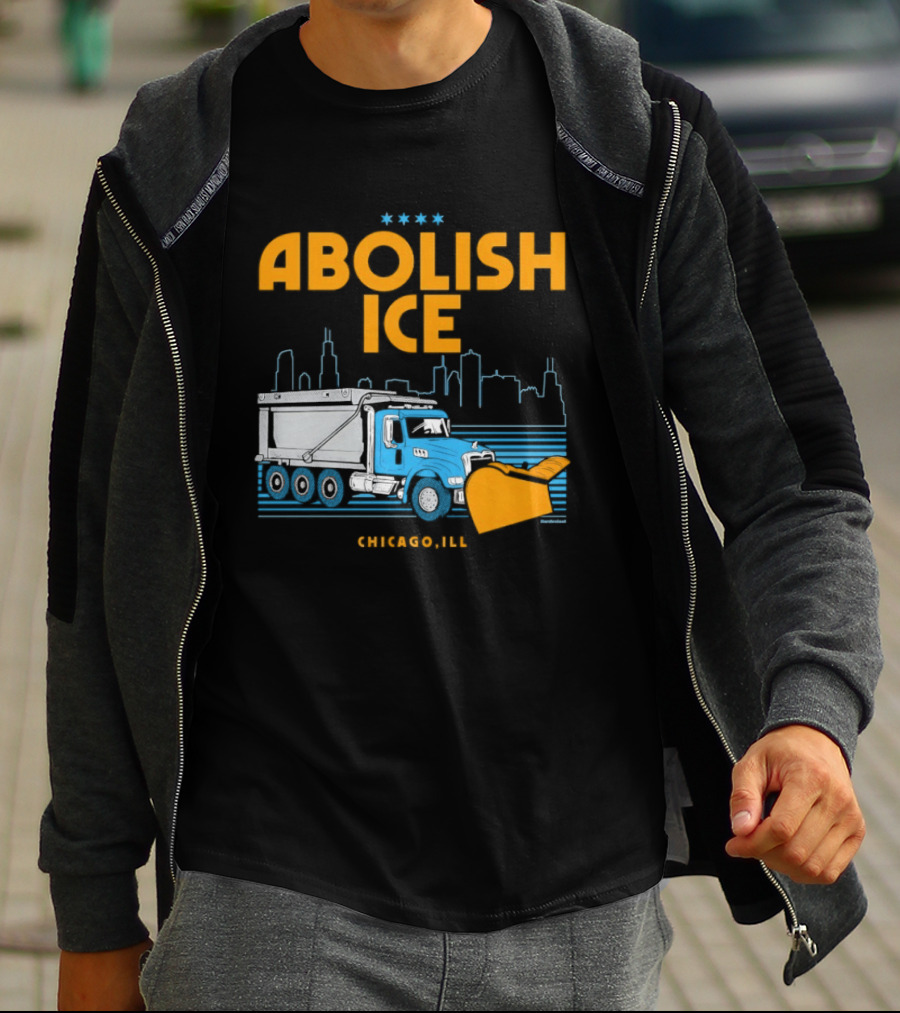 Abolish Ice Chicago ILL Snowplow Benefit Truck Skyline T-Shirt