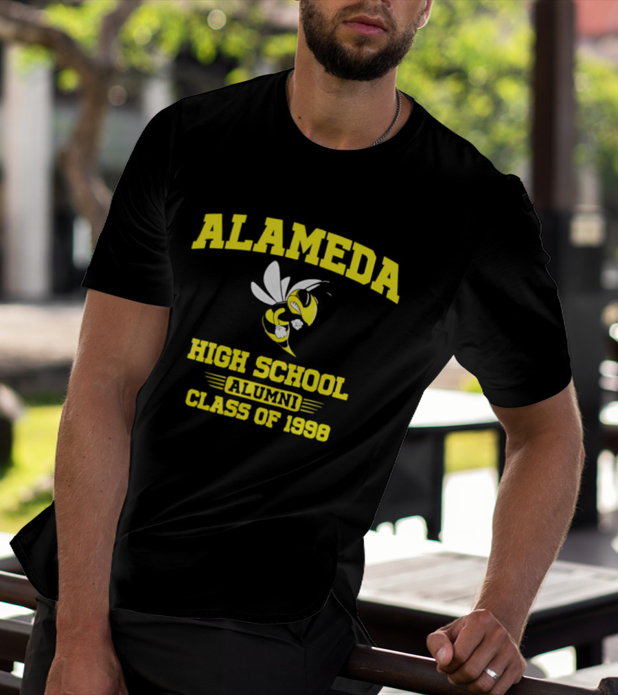 Alameda High School Alumni Class Of 1998 Hornet Yellow And White T-Shirt
