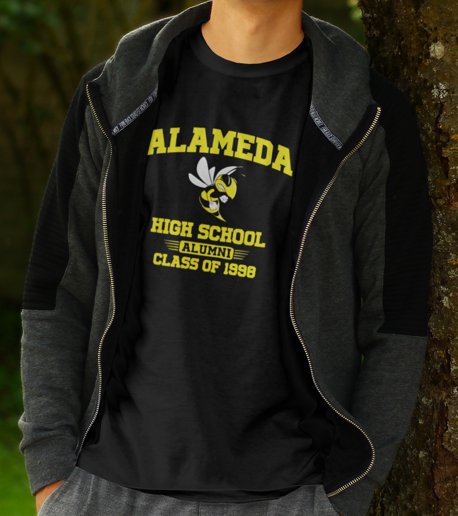 Alameda High School Alumni Class Of 1998 Hornet Yellow And White T-Shirt