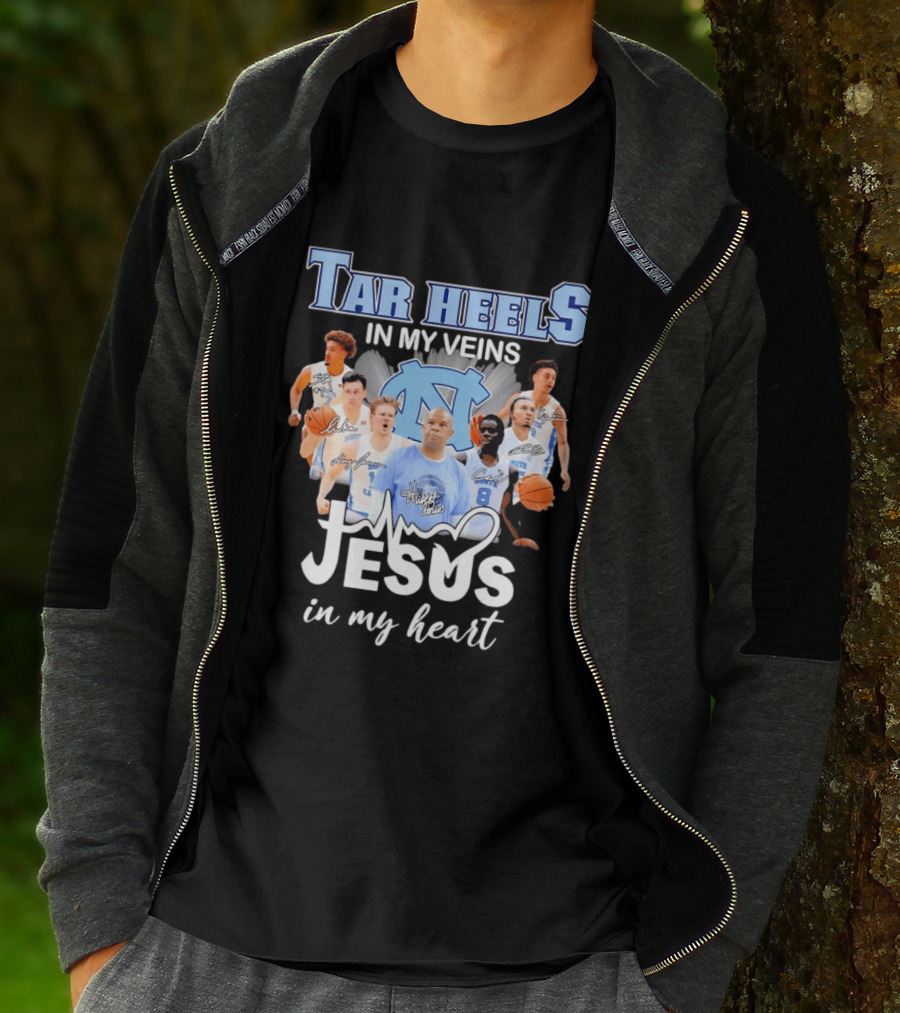 Tar Heels In My Veins Hubert Davis Jesus In My Heart T-Shirt
