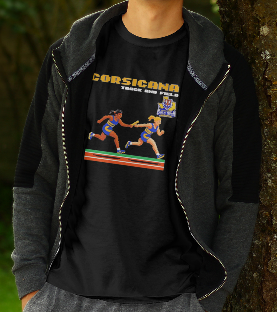 Corsicana Track And Field Pixel Art Girls Track Team Relay Baton T-Shirt