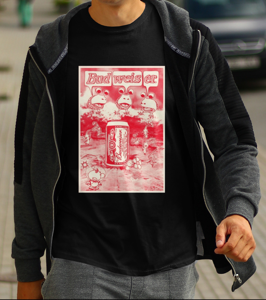 Budweiser Bud Weis Er Anheuser Busch Beer Can Frog Characters T-Shirt