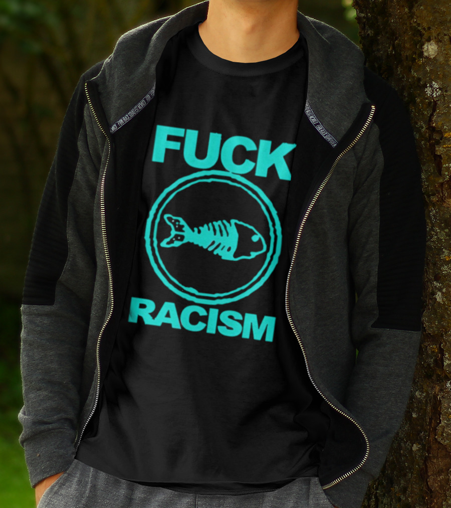 Fuck Racism Fishbone Skeleton Circle T-Shirt