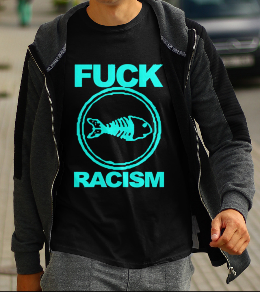 Fuck Racism Fishbone Skeleton Circle T-Shirt