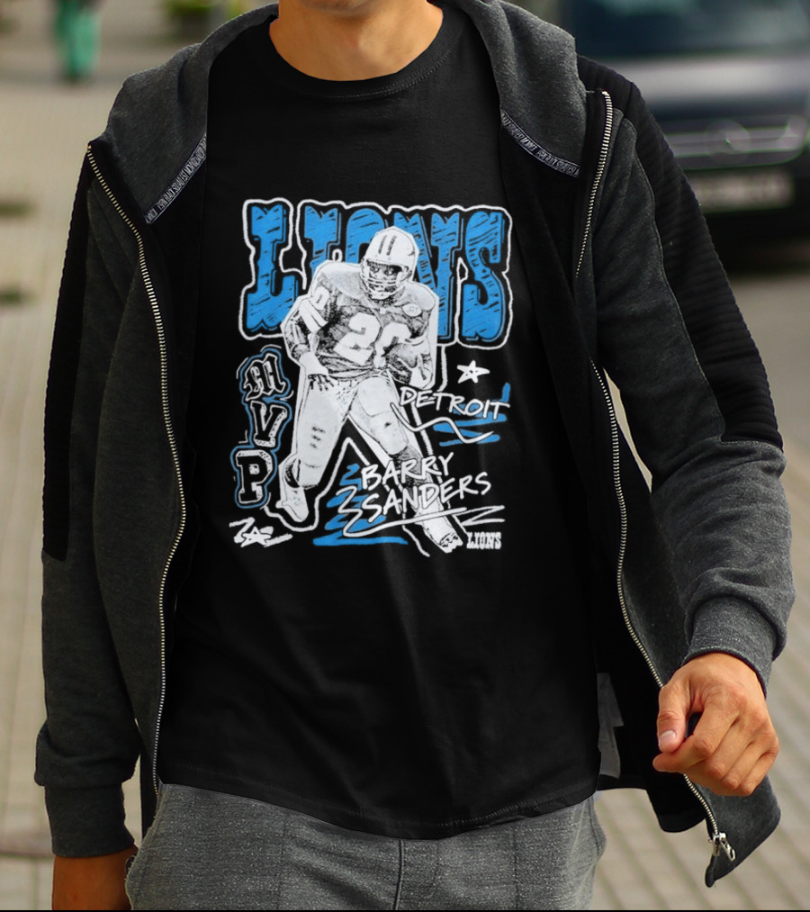 Detroit Lions MVP Barry Sanders Mitchell & Ness Chalked Up T-Shirt