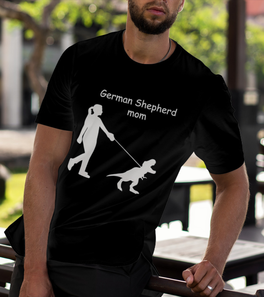 German Shepherd Mom Dinosaur Walking T-Shirt