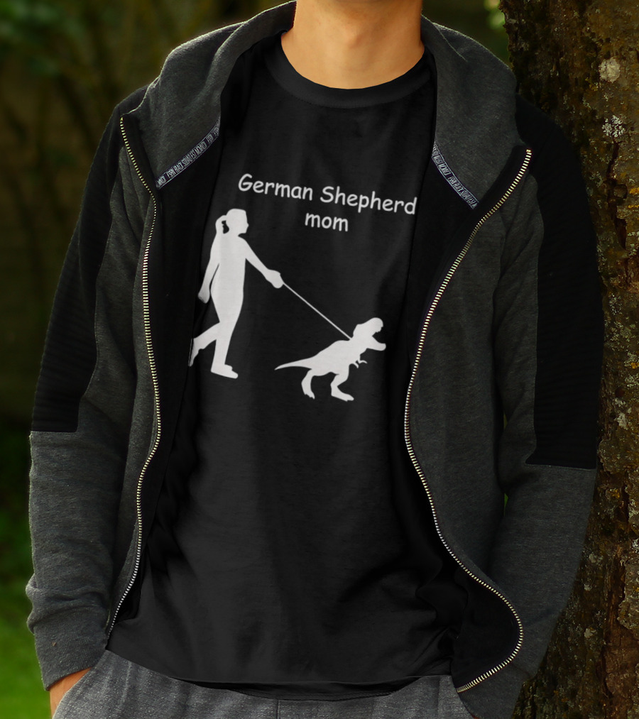 German Shepherd Mom Dinosaur Walking T-Shirt