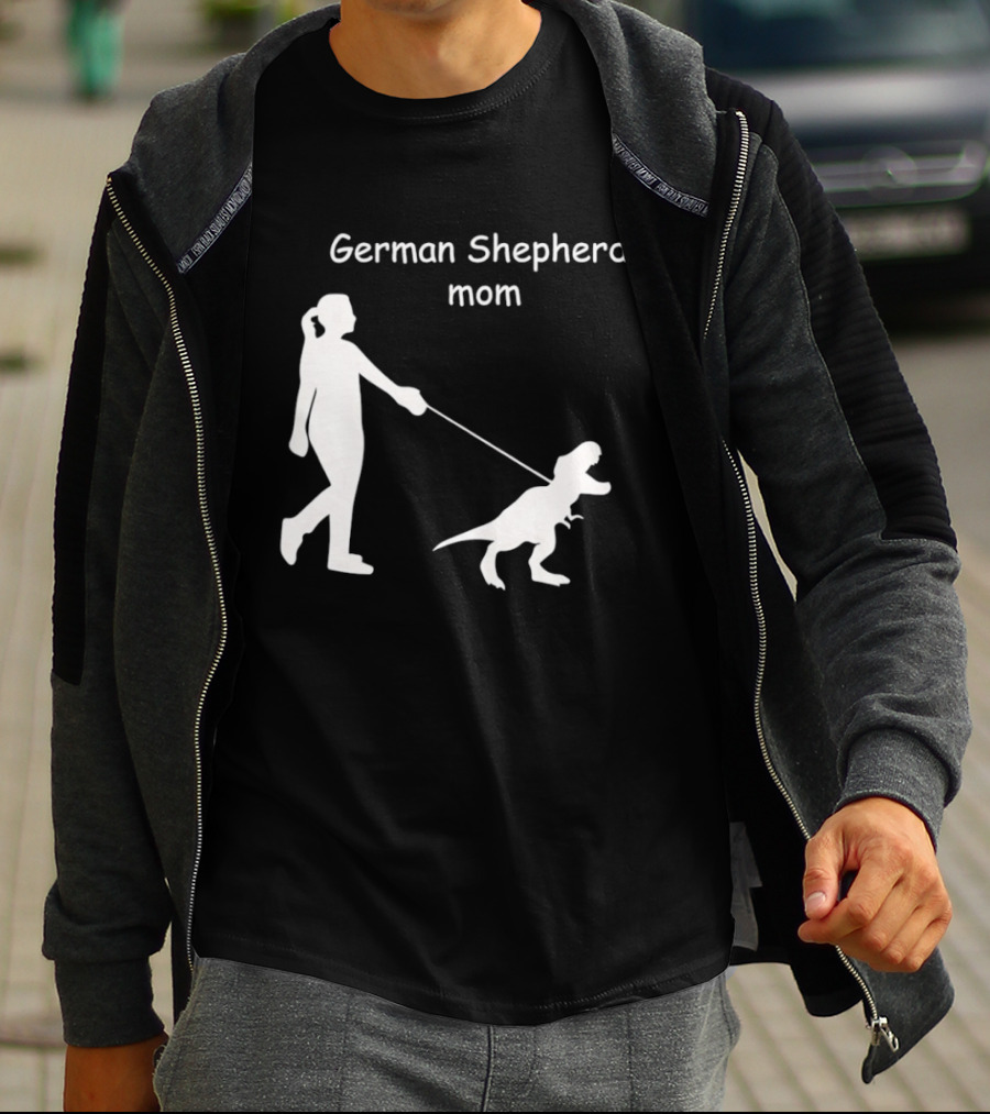 German Shepherd Mom Dinosaur Walking T-Shirt