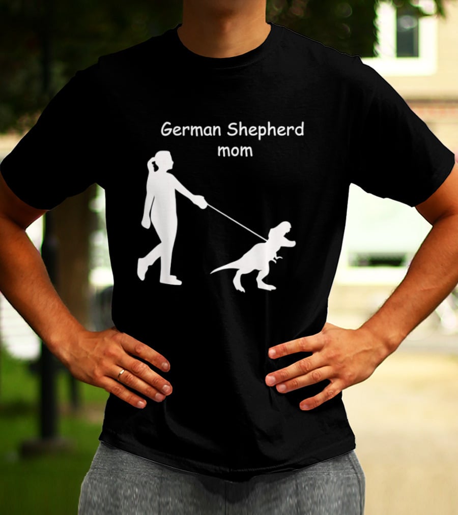 German Shepherd Mom Dinosaur Walking T-Shirt