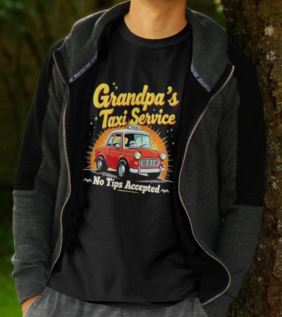 Grandpa's Taxi Service No Tips Accepted Vintage Car T-Shirt