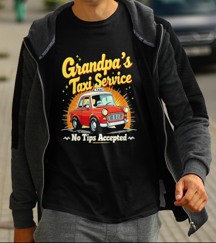 Grandpa's Taxi Service No Tips Accepted Vintage Car T-Shirt