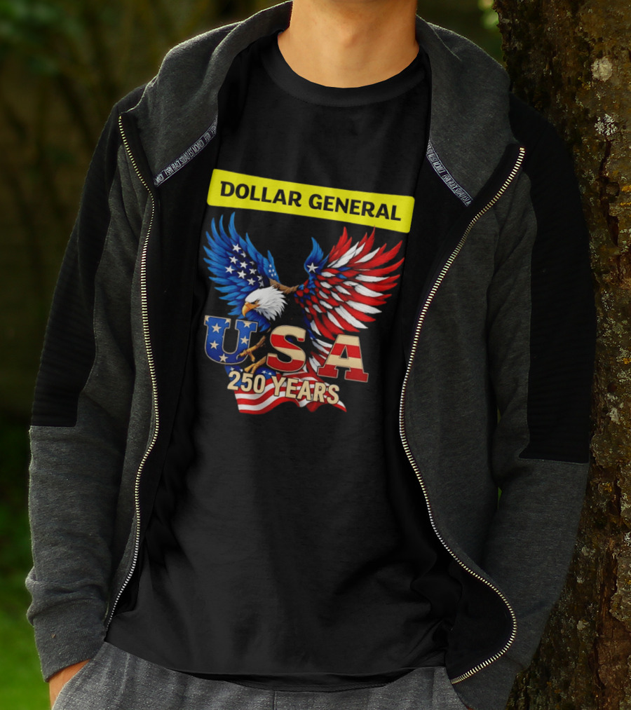 Dollar General Eagle USA 250 Years Of America Flag T-Shirt