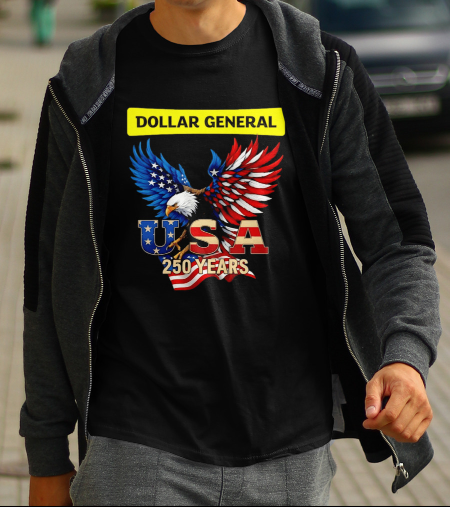 Dollar General Eagle USA 250 Years Of America Flag T-Shirt