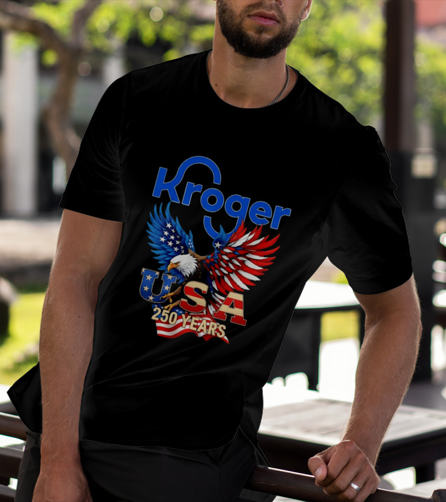Kroger Eagle USA 250 Years American Flag T-Shirt