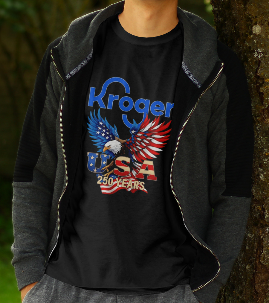 Kroger Eagle USA 250 Years American Flag T-Shirt