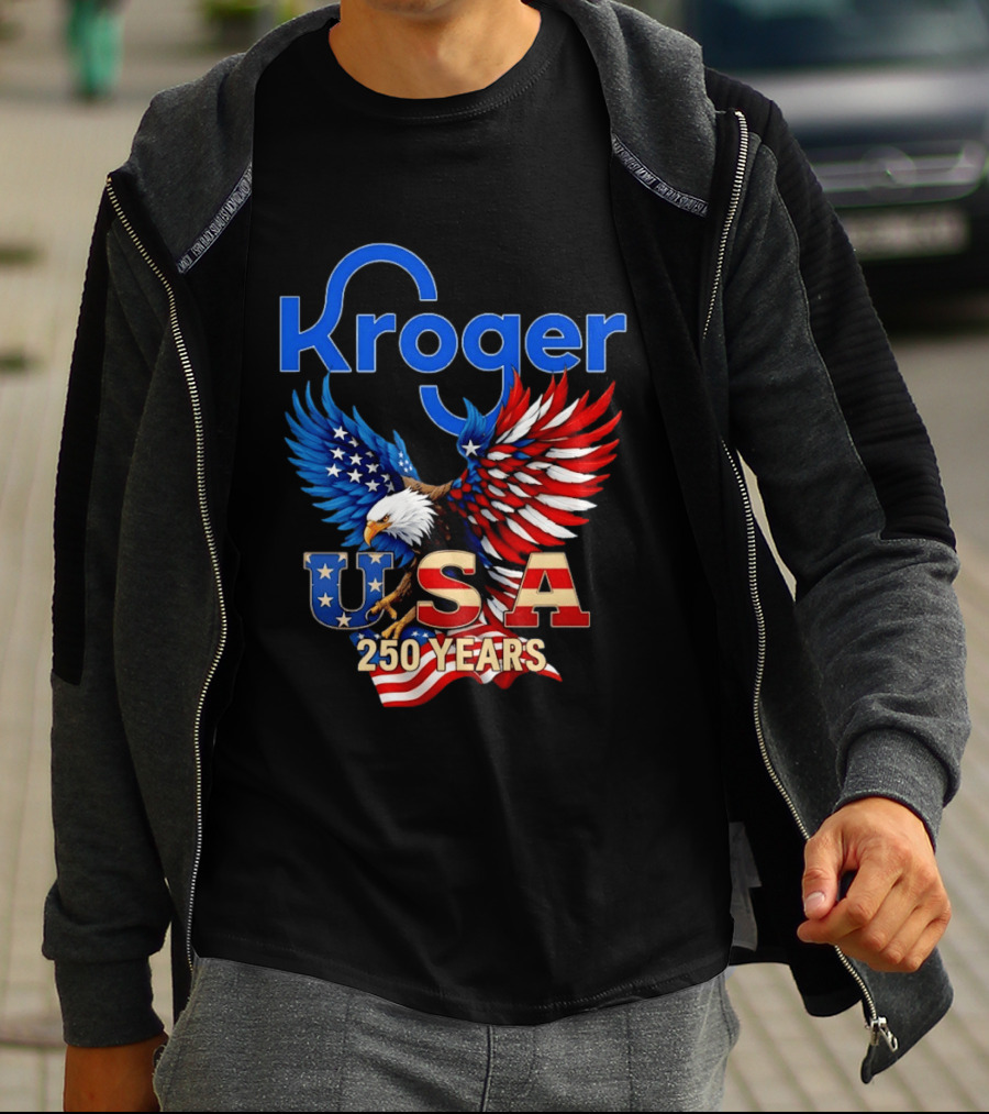 Kroger Eagle USA 250 Years American Flag T-Shirt