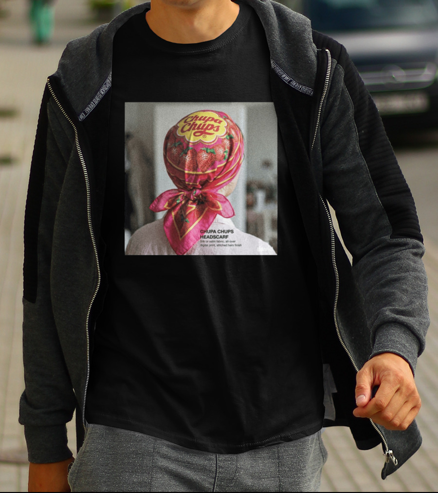 Chupa Chups Headscarf Strawberries Silk Satin Digital Print T-Shirt