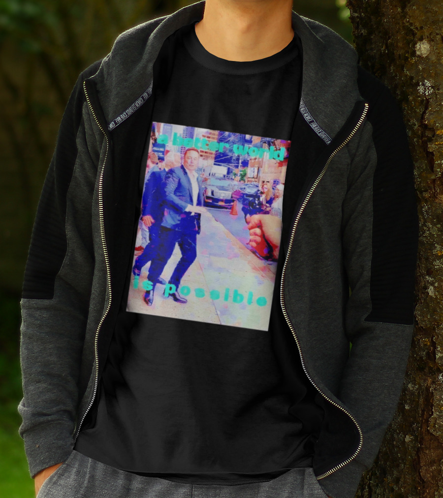 Elon Musk A Better World Is Possible Urban Street Scene T-Shirt