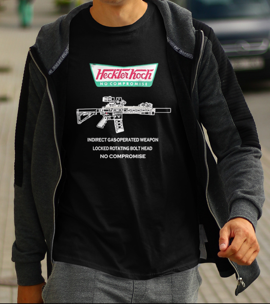 Heckler And Koch No Compromise Indirect Gas Operated Weapon Locked Rotating Bolt Head T-Shirt