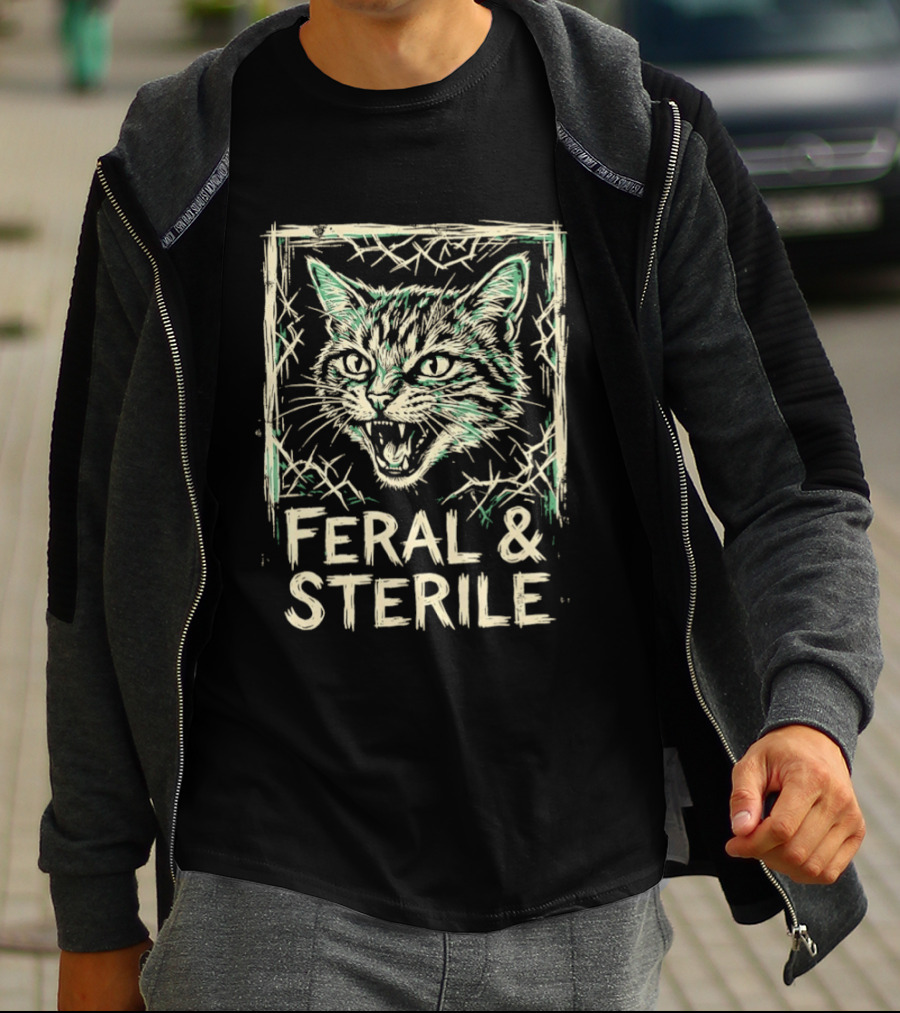 Feral And Sterile Cat Advocate Wild Feline Grunge T-Shirt