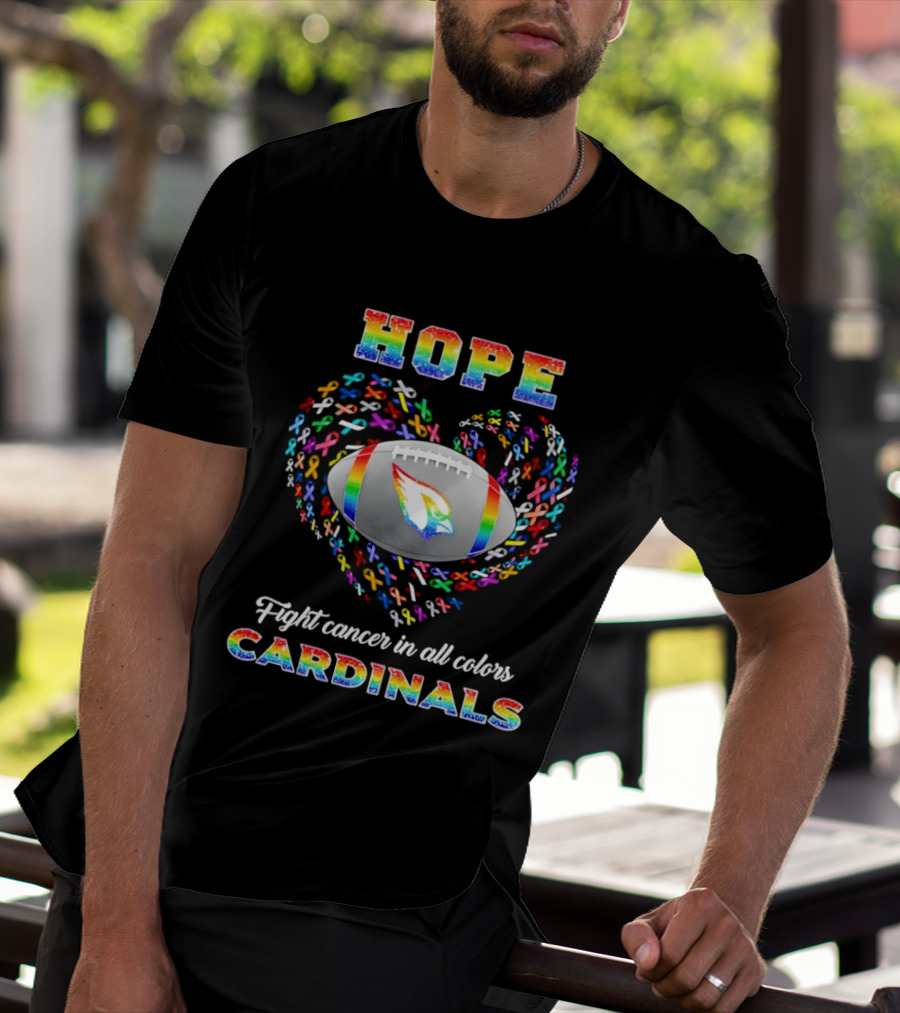 Hope Fight Cancer In All Colors Cardinals Rainbow T-Shirt