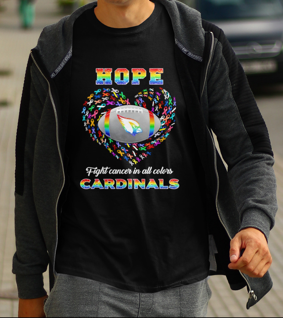 Hope Fight Cancer In All Colors Cardinals Rainbow T-Shirt