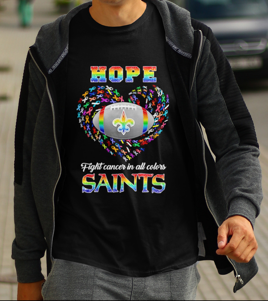 New Orleans Saints Hope Fight Cancer Rainbow T-Shirt