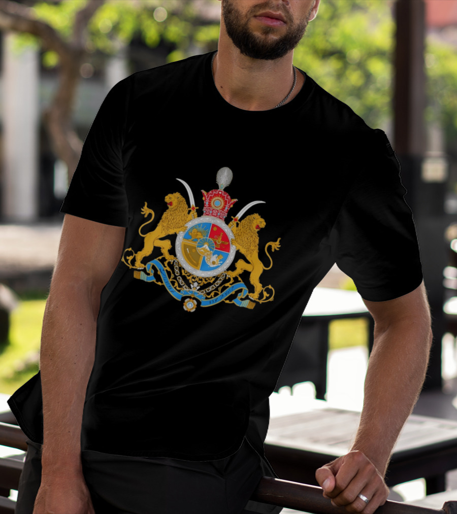 Imperial Lion And Crown Emblem Of Iran Dual Sword Legacy T-Shirt