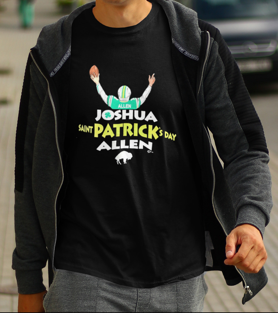 Joshua Saint Patrick's Day Allen Football Celebration With Shamrock And Buffalo T-Shirt