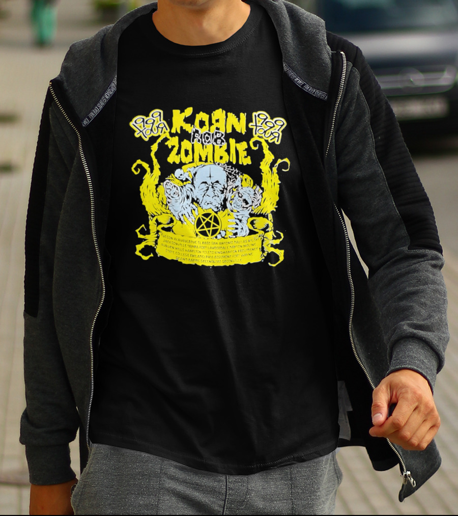 Korn Rob Zombie Tour 1999 Skull And Star Pentagram T-Shirt