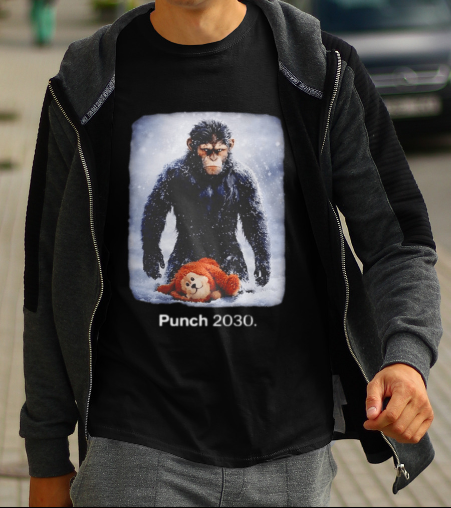 Punch 2030 Ape With Toy Snow Scene T-Shirt