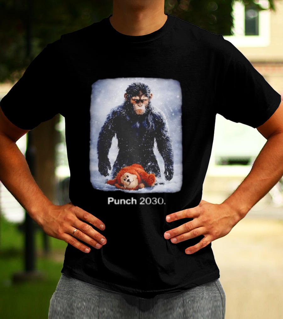 Punch 2030 Ape With Toy Snow Scene T-Shirt