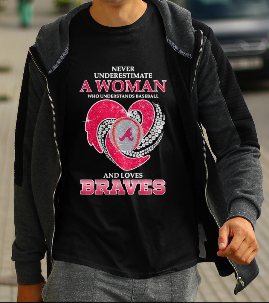 Never Underestimate A Woman Who Understands Baseball And Loves Braves T-Shirt