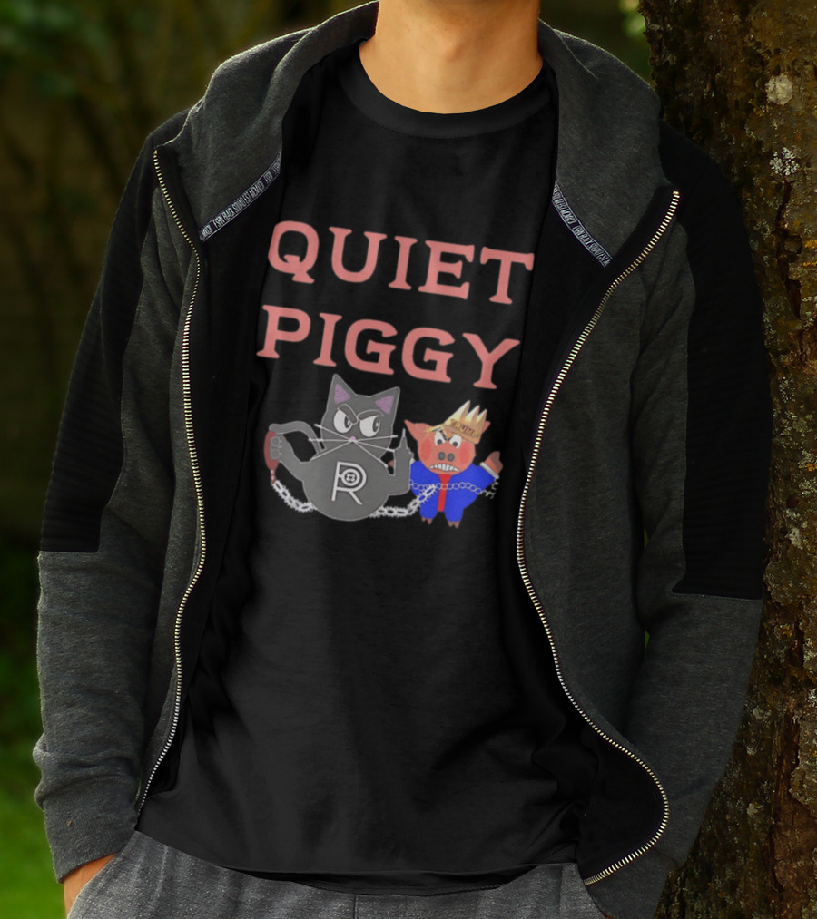 Quiet Piggy Cat Icon With Crowned Pig T-Shirt