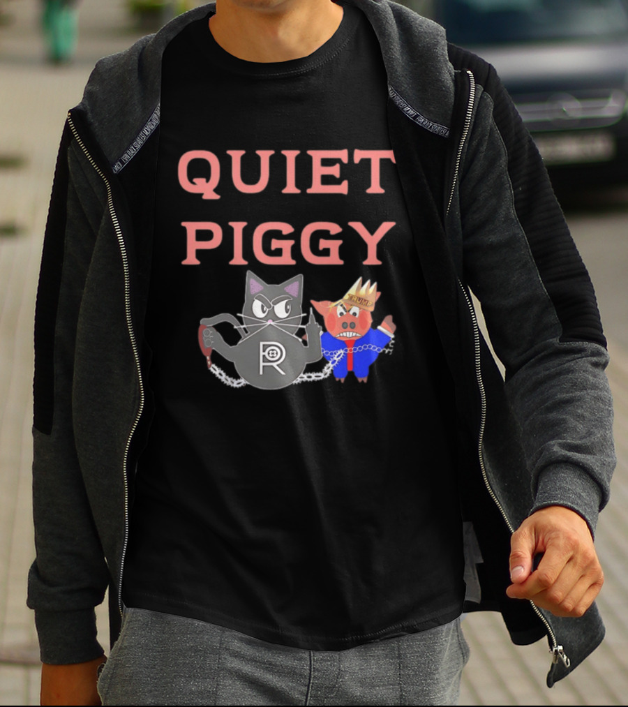 Quiet Piggy Cat Icon With Crowned Pig T-Shirt
