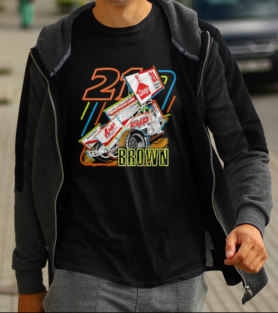 Sprint Car 21 Brown Andy's Casey's Impact 4800 Racing T-Shirt
