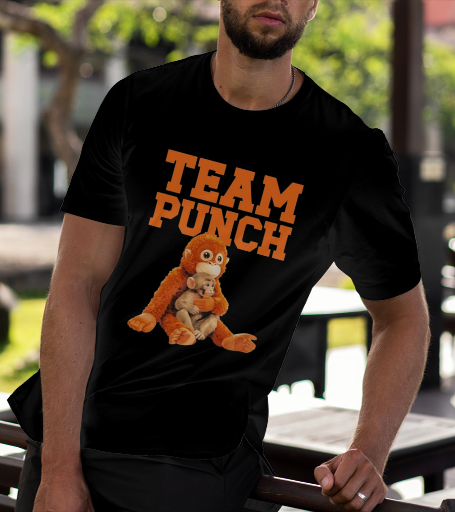 Team Punch Monkey Hugging Plush Toy T-Shirt