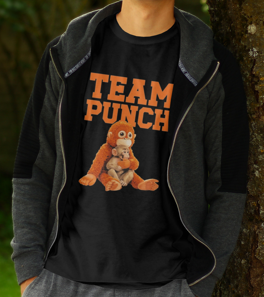 Team Punch Monkey Hugging Plush Toy T-Shirt