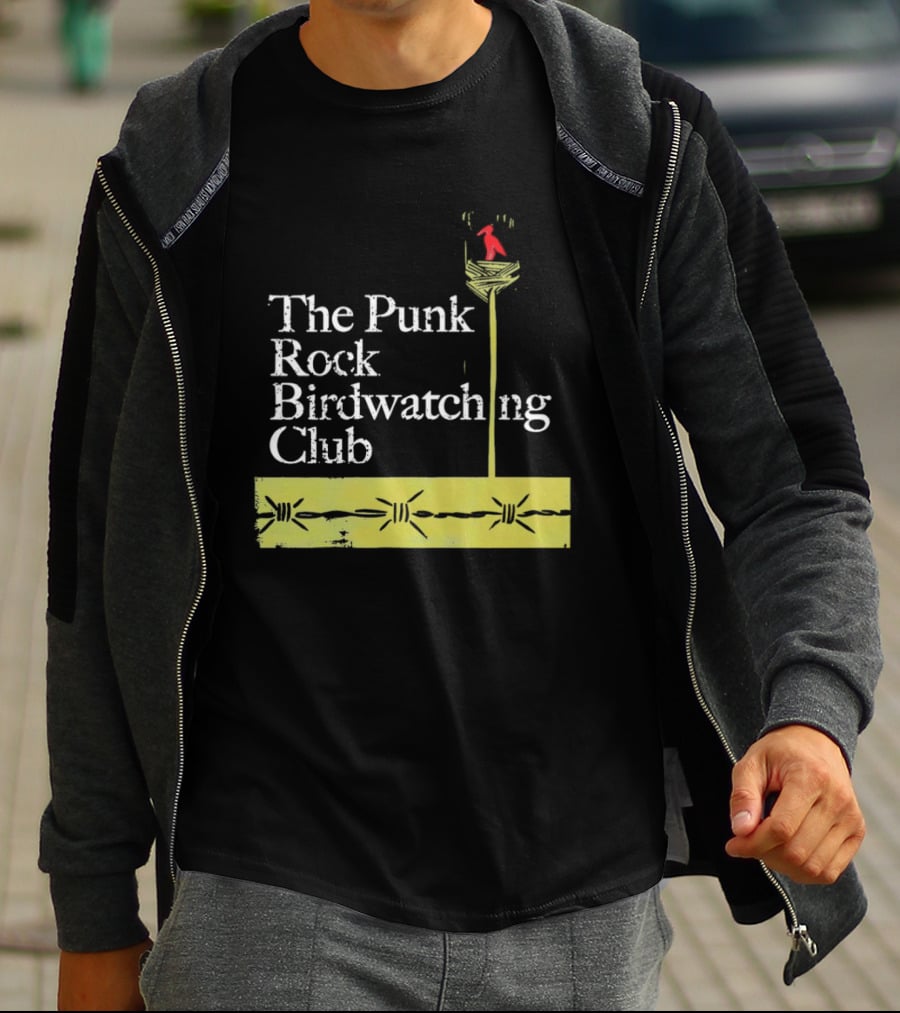 The Punk Rock Bird Ing Club Red Bird Perched On Column T-Shirt