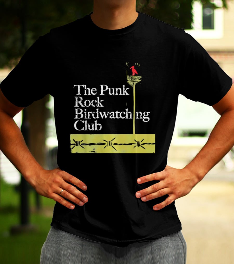 The Punk Rock Bird Ing Club Red Bird Perched On Column T-Shirt