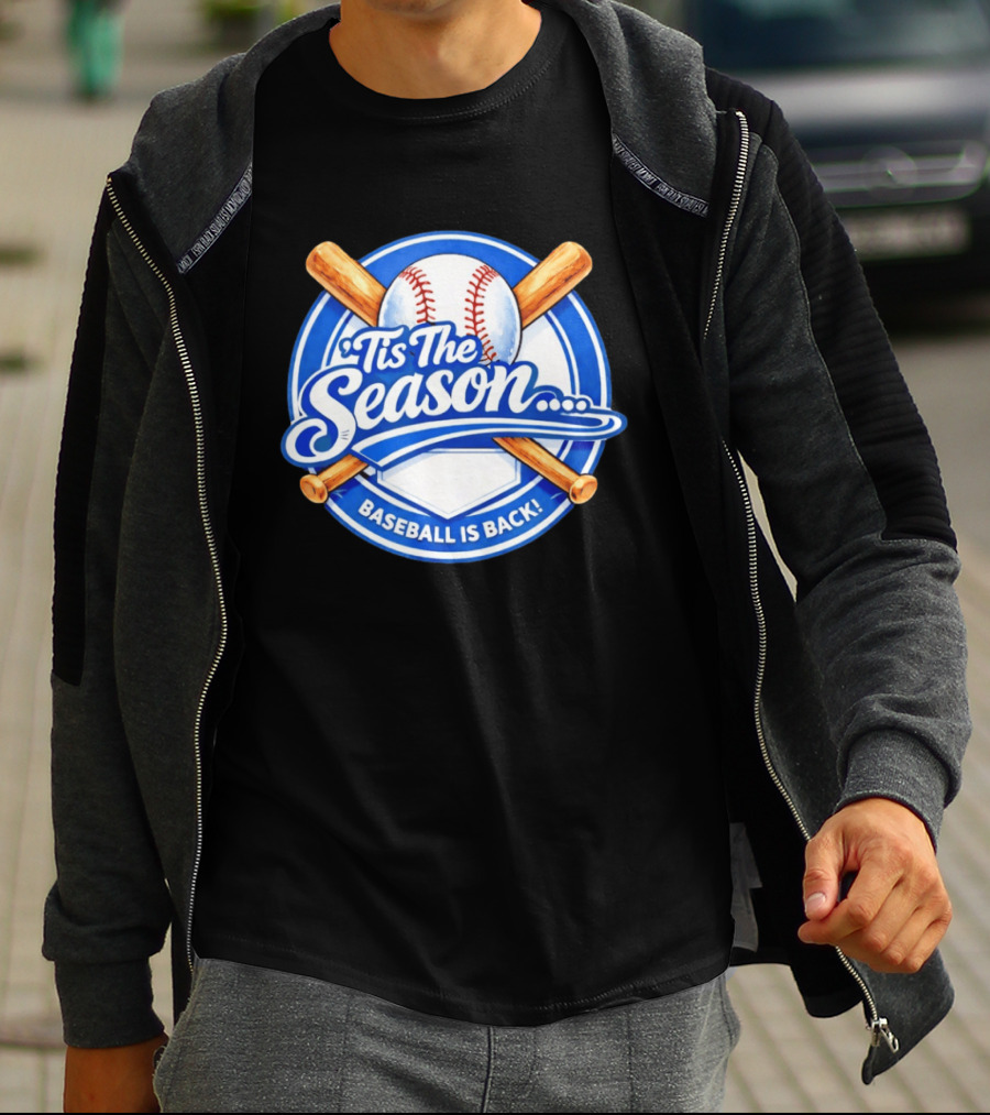 Tis The Season Baseball Is Back Baseball Bats And Ball Circle T-Shirt