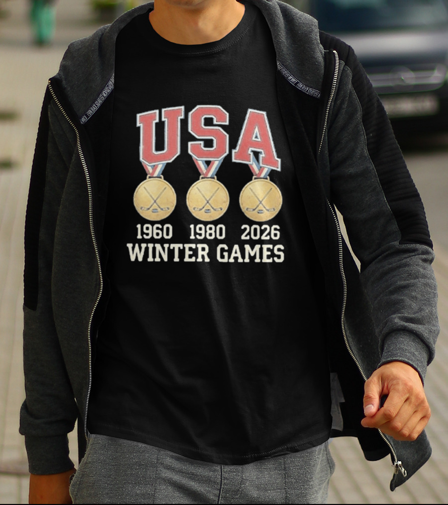 USA Hockey Winter Games Gold Medals 1960 1980 2026 T-Shirt