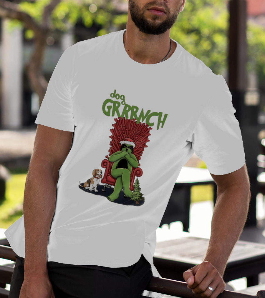 Dog GRRRINCH Christmas Throne Santa Hat Beagle T-Shirt