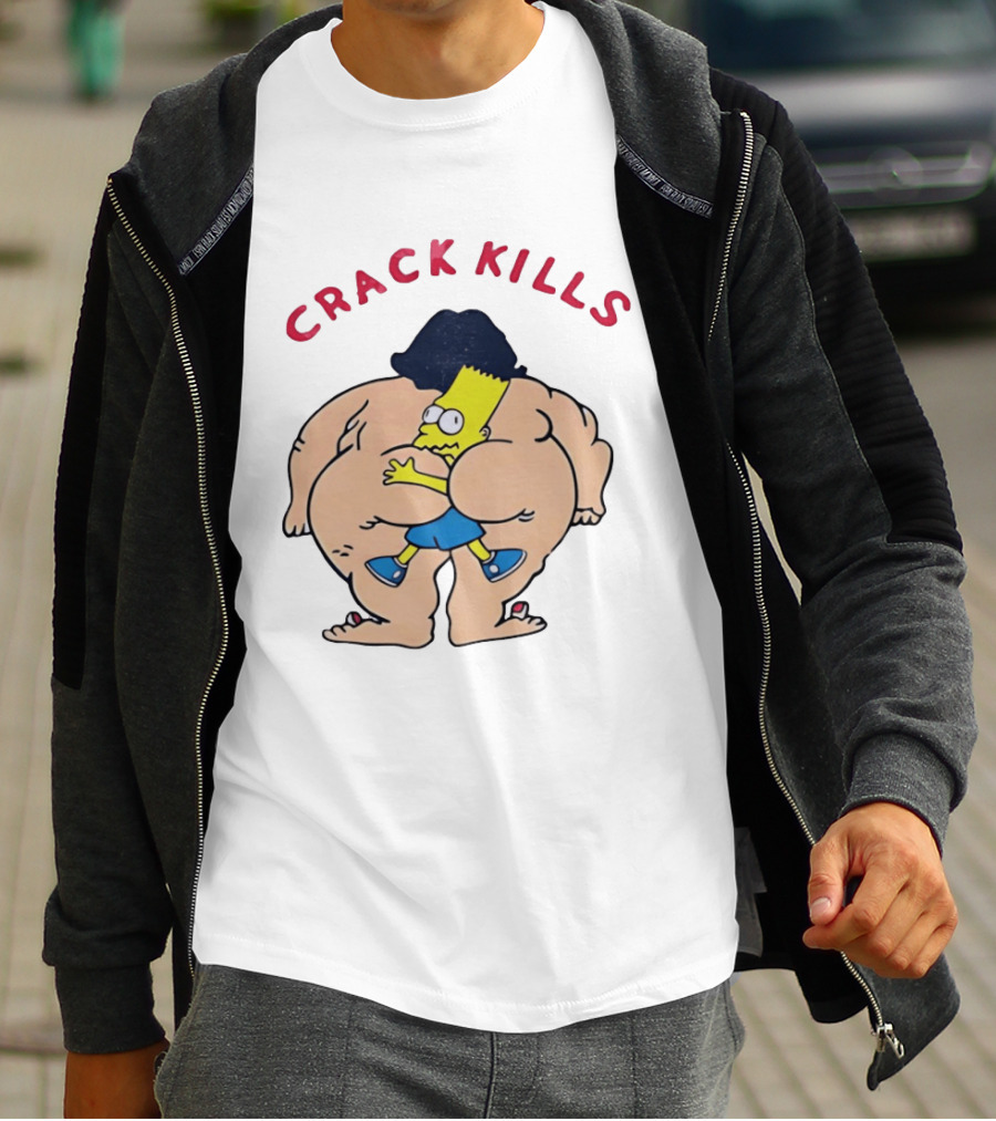 Crack Kills Bart Parody Cartoon Humor T-Shirt
