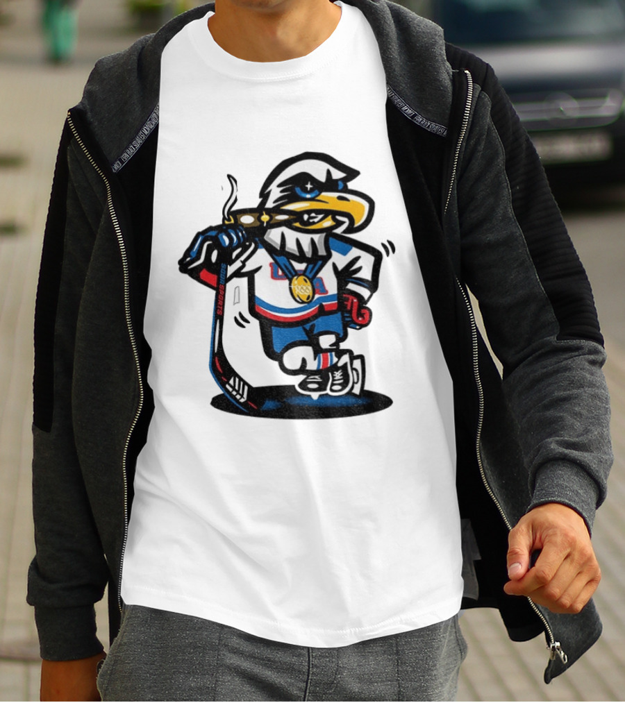 Eagle Die Cut USA Olympic Gold Medal Hockey 2026 Icon Sports T-Shirt