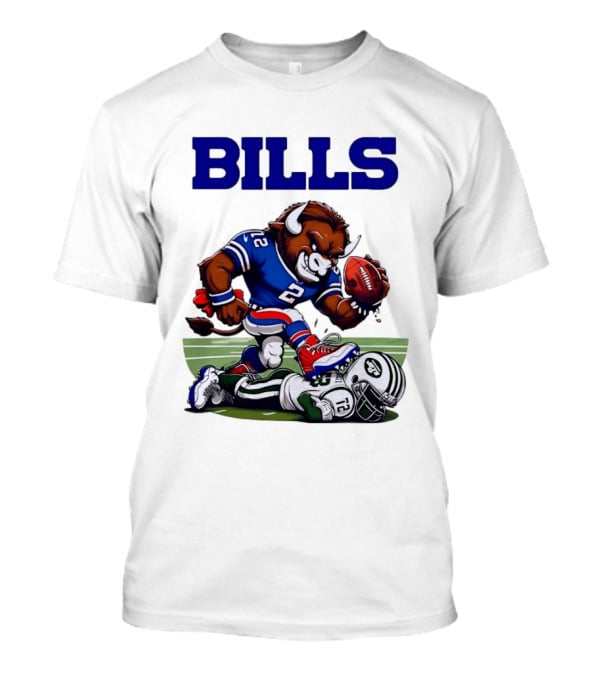 Buffalo Bills Dominating New York Jets Rivalry NFL Mascot Showdown T-Shirt