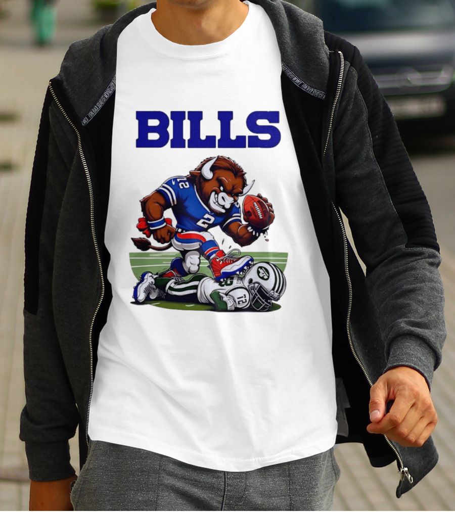 Buffalo Bills Dominating New York Jets Rivalry NFL Mascot Showdown T-Shirt