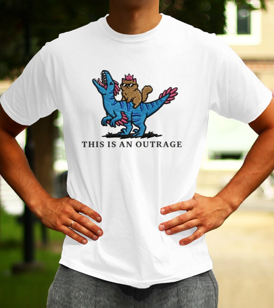 Cat Lover Embroidered Princess Donut And Mongo Dinosaur Outrage T-Shirt