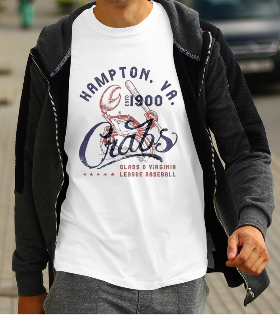 Hampton VA Crabs Est 1900 Class D Virginia League Baseball T-Shirt